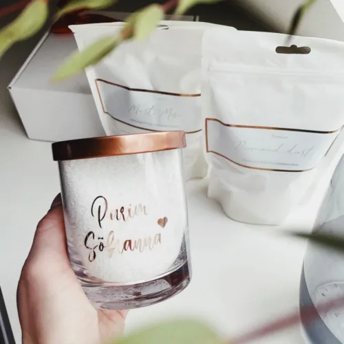 Sõnumiga küünalde kinkekomplekt kinkekarbis